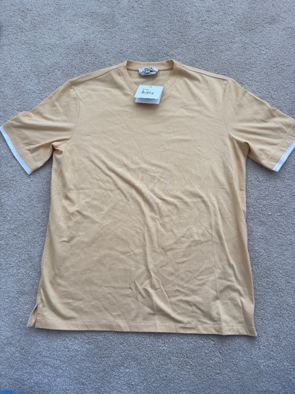 Rare NWT -  Hermes Mens XS Yellow Banana Two Tone Short Sleeve T-shirt